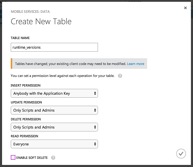 Table configuration